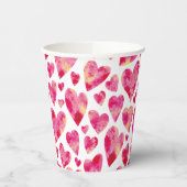 Gobelets En Papier Motif de coeur d'amour rose (Gauche)