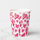 Gobelets En Papier Motif de coeur d'amour rose (Droite)