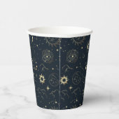 Gobelets En Papier Motif de constellation d'étoile d'or bleu minuit (Droite)