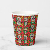 Gobelets En Papier Motif de crânes floraux (Droite)