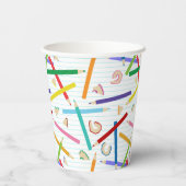 Gobelets En Papier Motif de crayons colorés (Verso)