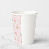 Gobelets En Papier Motif de cupcakes mignons en gingham rose pastel (Gauche)