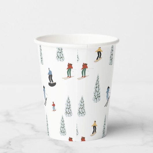 Gobelets En Papier Motif de descente d'hiver (Droite)