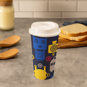 Gobelets En Papier Motif de dessin de robots