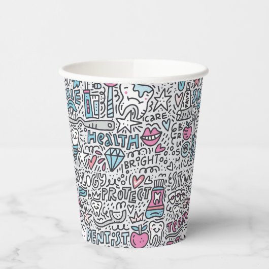 Gobelets En Papier Motif de dessin dentaire (Gauche)