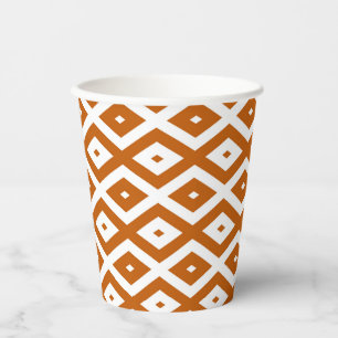 Gobelets En Papier Motif de diamant orange et blanc brûlé