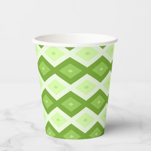 Gobelets En Papier Motif de diamant vert Chartreuse (Recto)