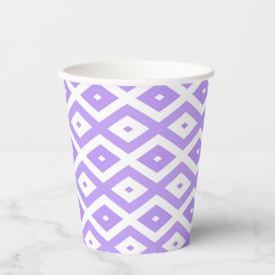 Gobelets En Papier Motif de diamants violet et blanc