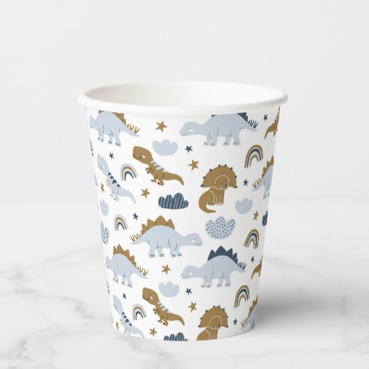 Gobelets En Papier Motif de dinosaure arc-en-ciel mignon (Recto)