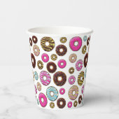 Gobelets En Papier Motif De Donuts, Donuts Colorés, Saupoudrages (Verso)