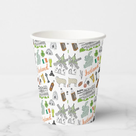 Gobelets En Papier Motif de Doodle Irlande (Droite)