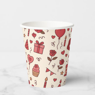Gobelets En Papier Motif de doodle pour célébration romantique