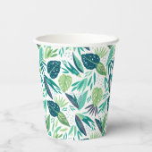 Gobelets En Papier Motif de feuilles vertes et blanches (Verso)