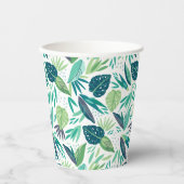 Gobelets En Papier Motif de feuilles vertes et blanches (Recto)