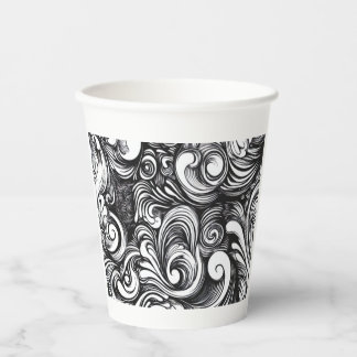 Gobelets En Papier Motif De Flèche Noir Et Blanc