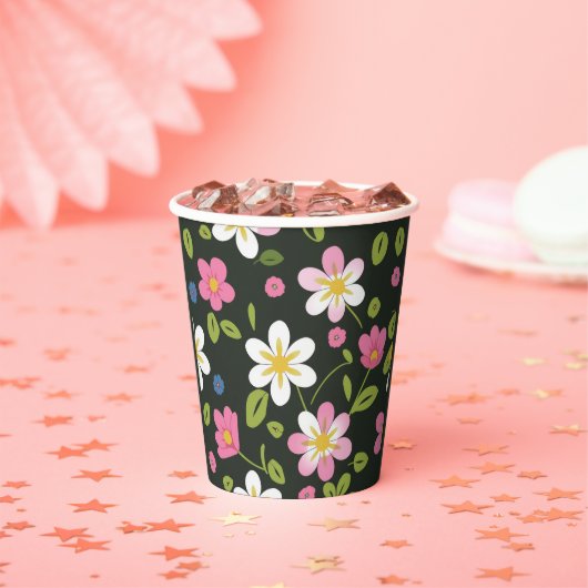 Gobelets En Papier motif de fleurs (Insitu)
