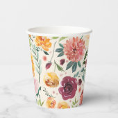 Gobelets En Papier Motif de fleurs d'automne vintage (Verso)