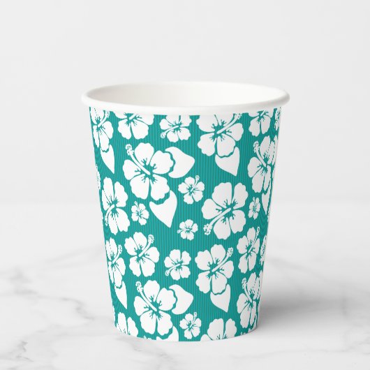 Gobelets En Papier Motif de fleurs d'Hibiscus hawaïen (Verso)