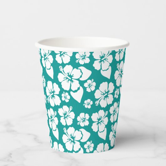 Gobelets En Papier Motif de fleurs d'Hibiscus hawaïen (Recto)