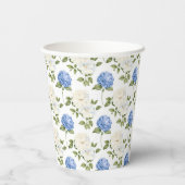 Gobelets En Papier Motif de fleurs d'hydrangea bleu élégant (Verso)