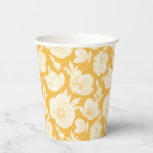 Gobelets En Papier Motif de fleurs d'or (Gauche)