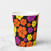 Gobelets En Papier Motif de fleurs - Noir, Rose, Orange et Jaune (Verso)