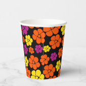 Gobelets En Papier Motif de fleurs - Noir, Rose, Orange et Jaune (Droite)