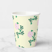 Gobelets En Papier Motif de fleurs Roses retro Pastel rose (Gauche)
