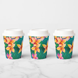 Gobelets En Papier Motif de fleurs tropicales hawaïennes