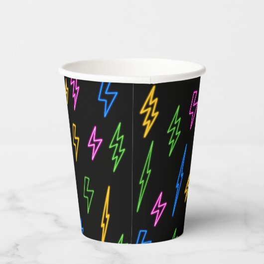 Gobelets En Papier Motif de foudre Retro Neon des années 80 (Droite)