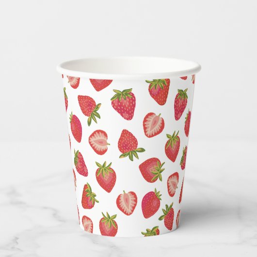 Gobelets En Papier Motif de fraises rouge (Verso)