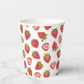 Gobelets En Papier Motif de fraises rouge (Recto)