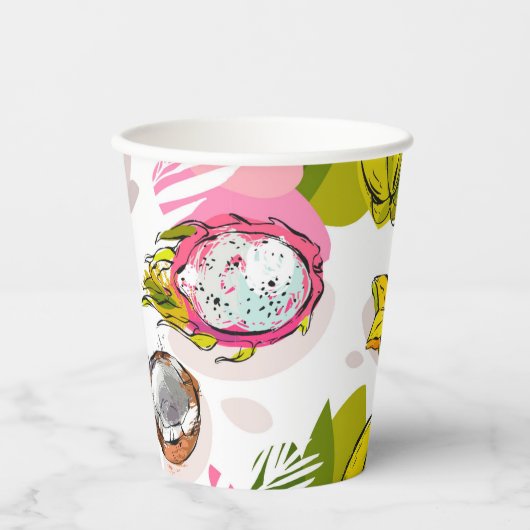 Gobelets En Papier Motif de fruits texturés à main libre (Recto)