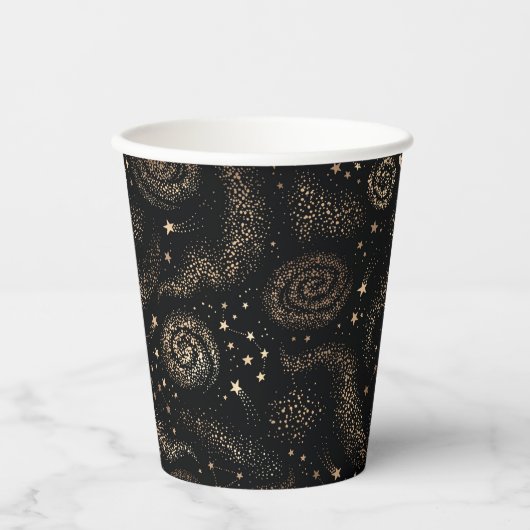 Gobelets En Papier Motif de galaxie Gold Star Constellation (Recto)