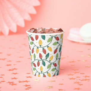 Gobelets En Papier Motif de guirlandes de Noël colorées