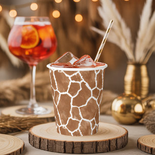 Gobelets En Papier Motif de la peau de girafe selle Brown ID1152