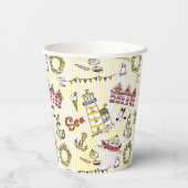 Gobelets En Papier Motif de la scène de la plage (Verso)