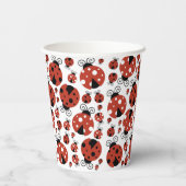 Gobelets En Papier Motif De Ladybugs, Mignons Ladybugs, Red Ladybugs (Verso)