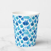 Gobelets En Papier Motif de l'échelle d'aquarelle bleue (Droite)