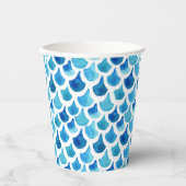 Gobelets En Papier Motif de l'échelle d'aquarelle bleue (Recto)