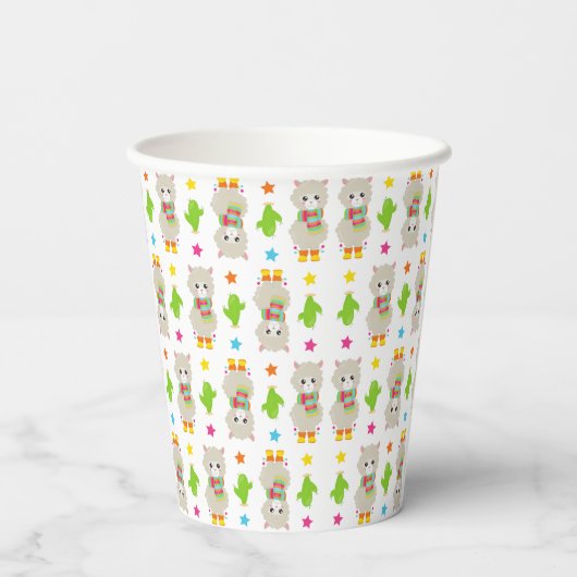 Gobelets En Papier Motif De Llamas, Cute Llamas, Alpacas, Cactus (Verso)