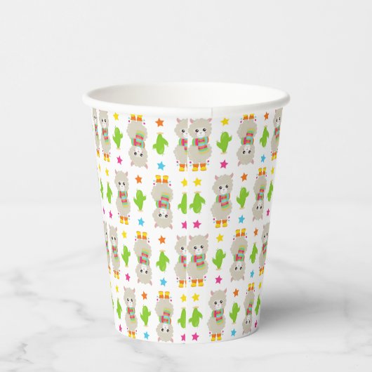 Gobelets En Papier Motif De Llamas, Cute Llamas, Alpacas, Cactus (Droite)