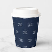 Gobelets En Papier Motif de logo commercial Simple Navy Blue Minimal (Recto)