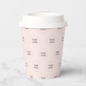 Gobelets En Papier Motif de logo d'entreprise minimal rose simple (Verso)