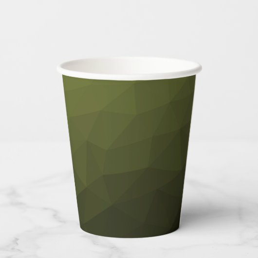 Gobelets En Papier Motif de maillage géométrique d'olive verte de l'a (Verso)