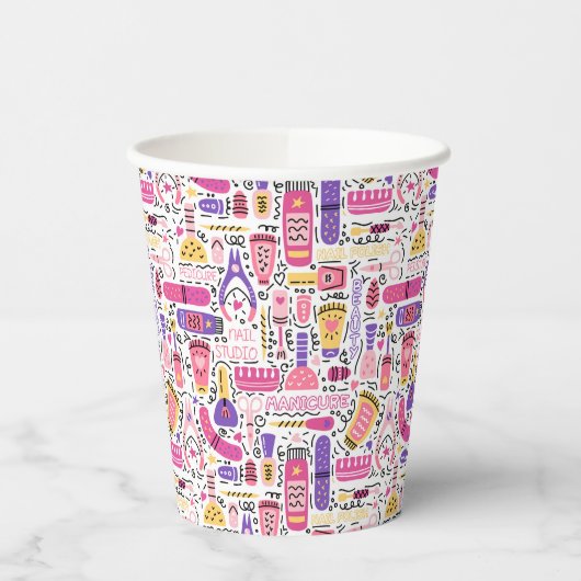 Gobelets En Papier Motif de manucure à doodle mignon (Gauche)
