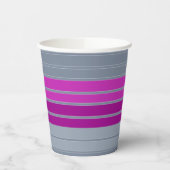 Gobelets En Papier Motif de mode gris rayé violet (Gauche)