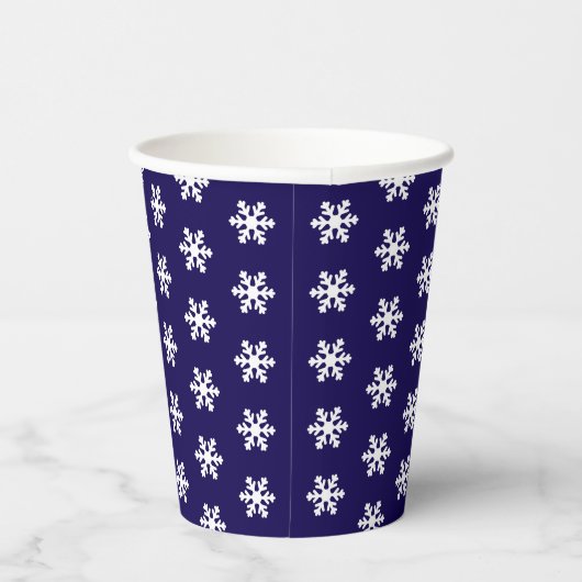 Gobelets En Papier Motif de neige bleu et blanc hiver (Droite)