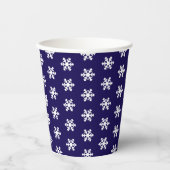 Gobelets En Papier Motif de neige bleu et blanc hiver (Recto)