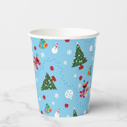 Gobelets En Papier Motif de Noël bleu Elmo & Tango (Verso)